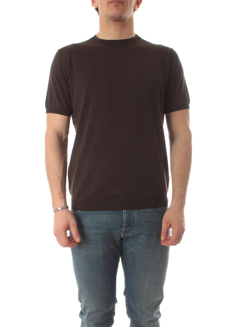 Kangra maglia in misto seta a manica corta da uomo ebano