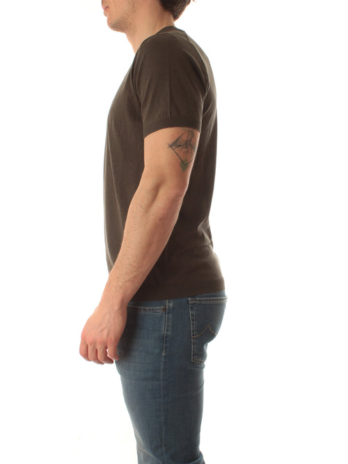 Kangra maglia in misto seta a manica corta da uomo mility