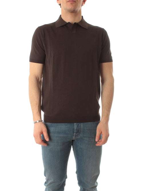 Kangra polo in misto seta da uomo ebano