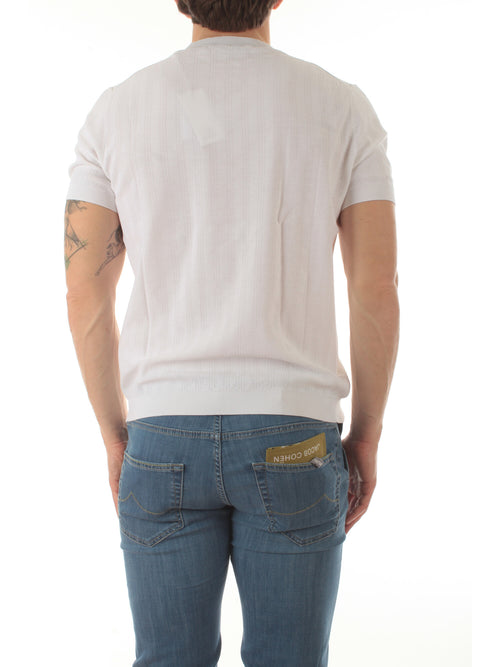 Kangra maglia a maniche corte a coste verticali da uomo bianco