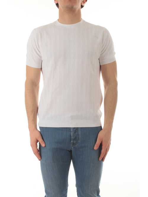 Kangra maglia a maniche corte a coste verticali da uomo bianco