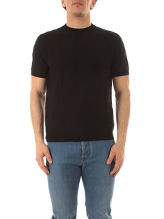 Kangra maglia a maniche corte a coste verticali da uomo nero