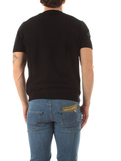 Kangra maglia a maniche corte a coste verticali da uomo nero