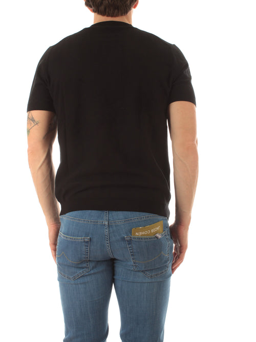 Kangra maglia a maniche corte a coste verticali da uomo nero