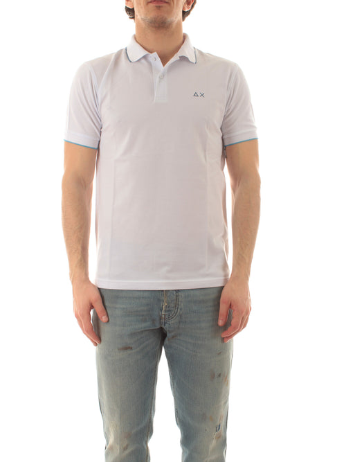 Sun 68 polo small stripes on collar da uomo bianco