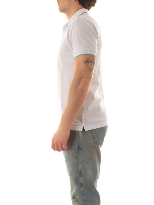 Sun 68 polo small stripes on collar da uomo bianco