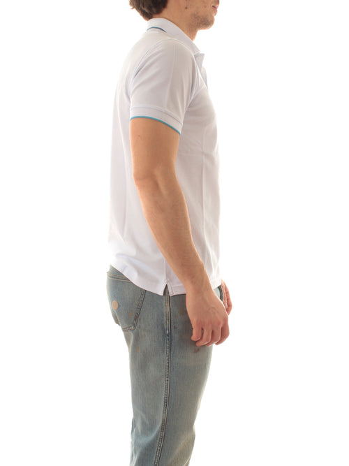 Sun 68 polo small stripes on collar da uomo bianco