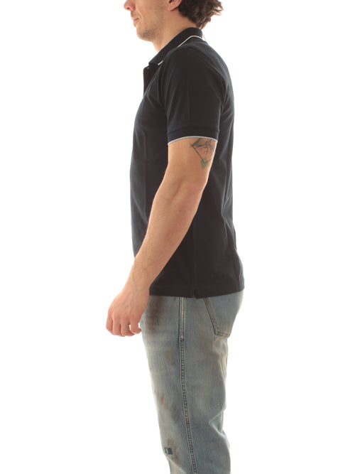 Sun 68 polo small stripes on collar da uomo navy blue