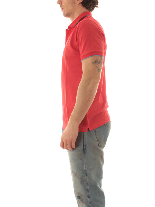 Sun 68 polo small stripes on collar da uomo rosso