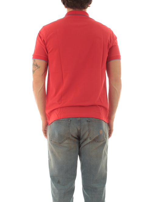 Sun 68 polo small stripes on collar da uomo rosso