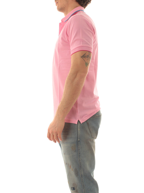 Sun 68 polo small stripes on collar da uomo geranio