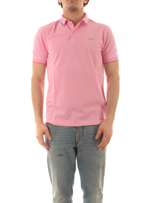 Sun 68 polo small stripes on collar da uomo geranio