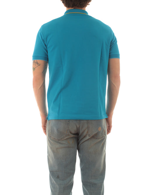 Sun 68 polo small stripes on collar da uomo ottanio