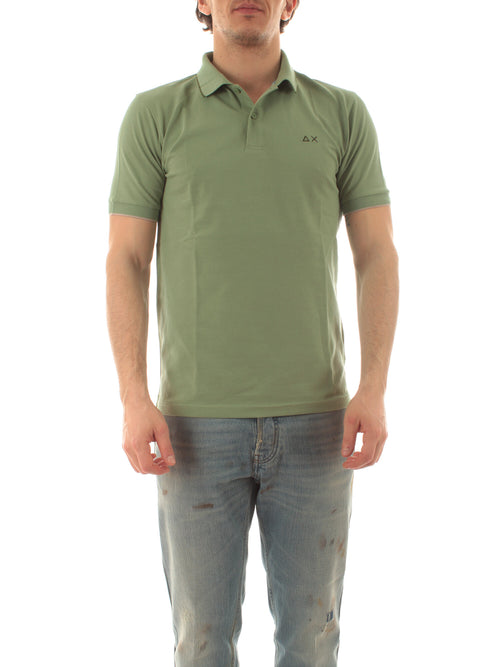 Sun 68 polo small stripes on collar da uomo verde