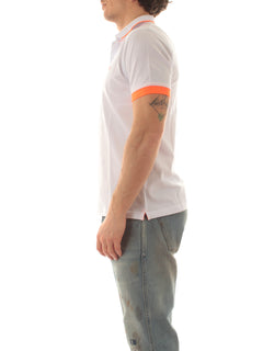 Sun 68 polo small stripes fluo da uomo bianco