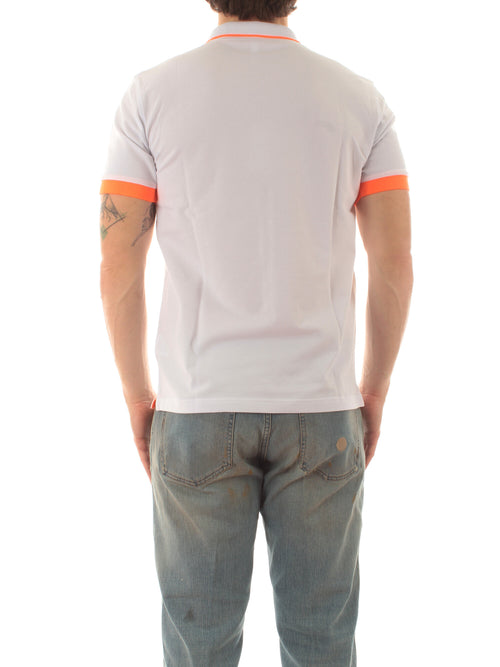 Sun 68 polo small stripes fluo da uomo bianco