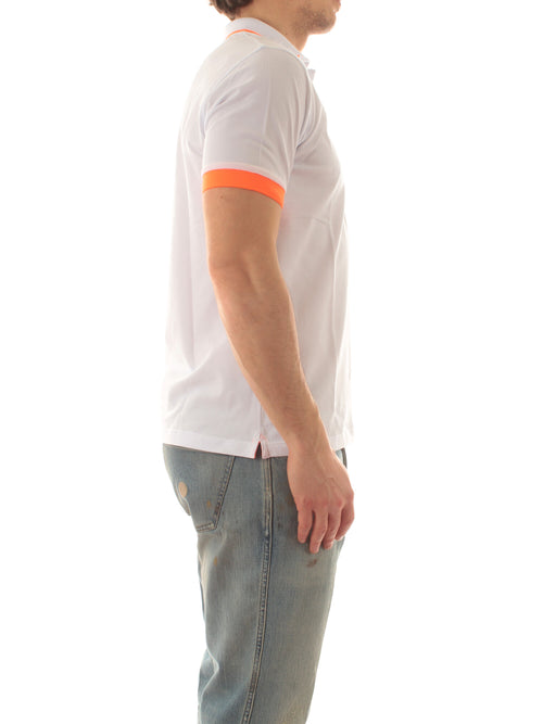 Sun 68 polo small stripes fluo da uomo bianco