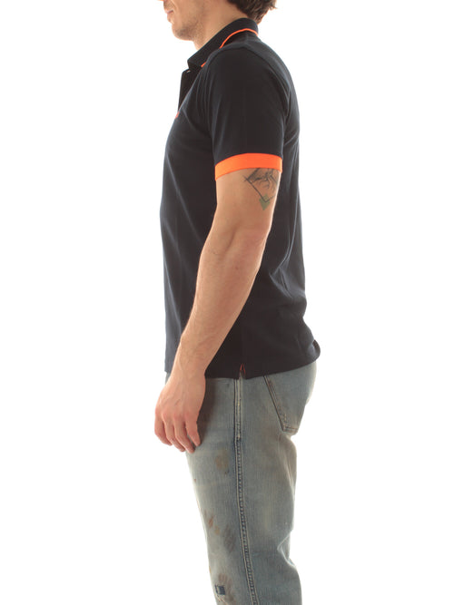 Sun 68 polo small stripes fluo da uomo navy blue