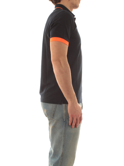 Sun 68 polo small stripes fluo da uomo navy blue