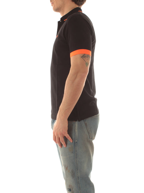Sun 68 polo small stripes fluo da uomo nero