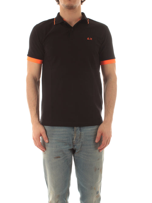 Sun 68 polo small stripes fluo da uomo nero
