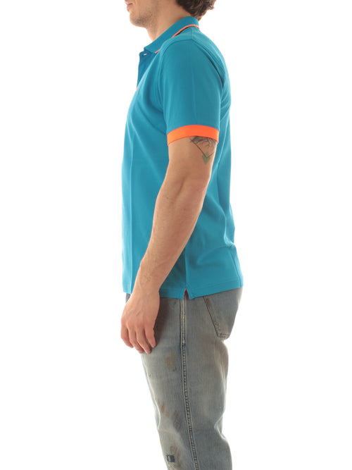 Sun 68 polo small stripes fluo da uomo ottanio
