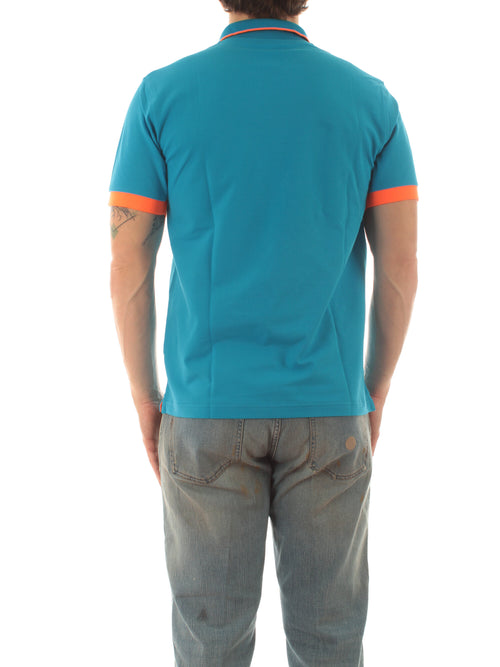 Sun 68 polo small stripes fluo da uomo ottanio