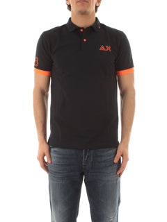 Sun 68 polo logo fluo da uomo navy blue