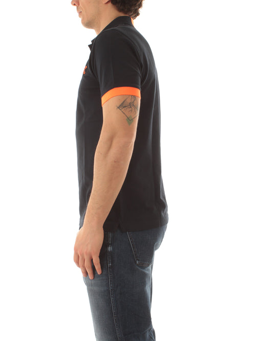 Sun 68 polo logo fluo da uomo navy blue