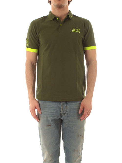 Sun 68 polo logo fluo da uomo verde