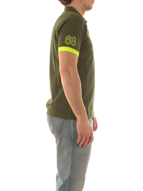 Sun 68 polo logo fluo da uomo verde