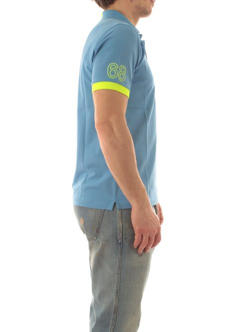 Sun 68 polo logo fluo da uomo avio