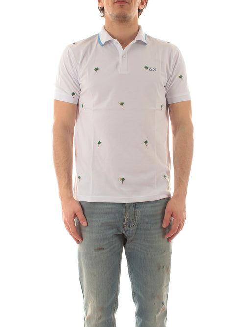 Sun 68 Polo full embroidery da uomo bianco