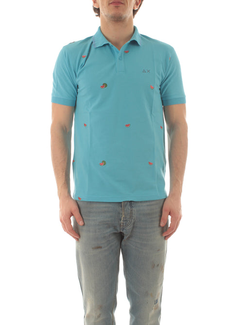 Sun 68 Polo full embroidery da uomo turchese