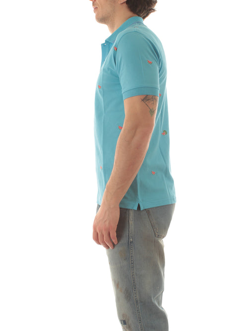 Sun 68 Polo full embroidery da uomo turchese