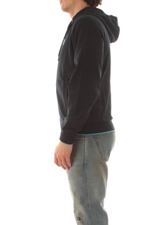 Sun 68 HOOD ZIP PIQUET SMALL FLEECE felpa da uomo navy blue