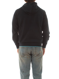 Sun 68 HOOD ZIP PIQUET SMALL FLEECE felpa da uomo navy blue