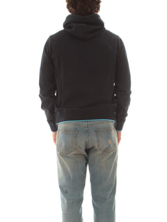 Sun 68 HOOD SMALL STRIPES PIQUET FLEECE felpa da uomo navy blue