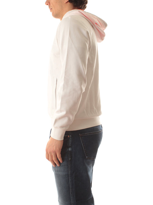 Sun 68 felpa hood zip fluo fleece da uomo bianco