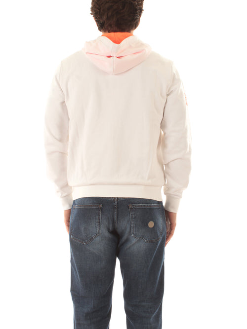 Sun 68 felpa hood zip fluo fleece da uomo bianco