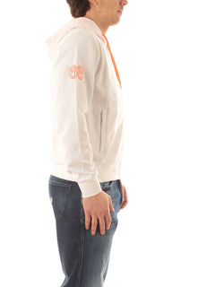 Sun 68 felpa hood zip fluo fleece da uomo bianco