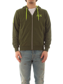 Sun 68 felpa hood zip fluo fleece da uomo verde