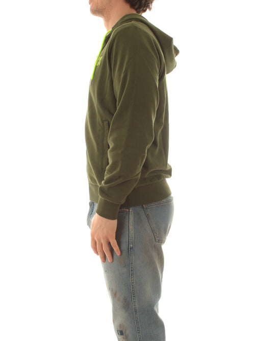 Sun 68 felpa hood zip fluo fleece da uomo verde