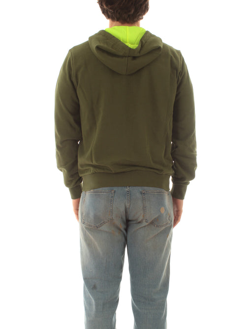 Sun 68 felpa hood zip fluo fleece da uomo verde