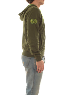 Sun 68 felpa hood zip fluo fleece da uomo verde