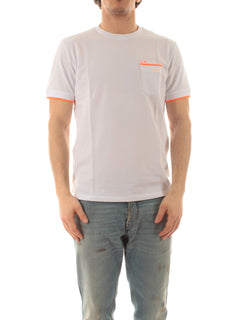 Sun 68 t-shirt piquet small stripes da uomo bianco