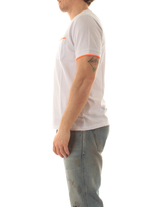 Sun 68 t-shirt piquet small stripes da uomo bianco