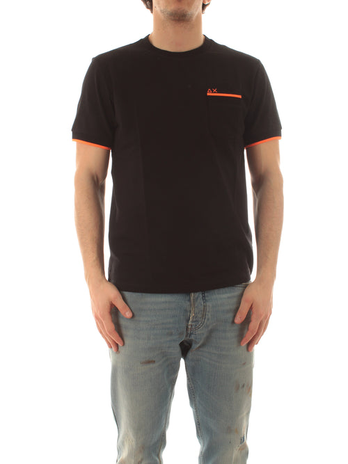 Sun 68 t-shirt piquet small stripes da uomo nero