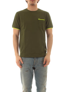 Sun 68 t-shirt piquet small stripes da uomo verde