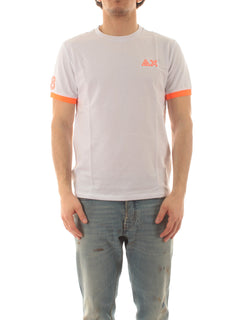 Sun 68 T-shirt logo fluo da uomo bianco